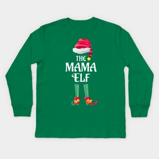 The Mama Christmas Elf Matching Pajama Family Party Gift Kids Long Sleeve T-Shirt